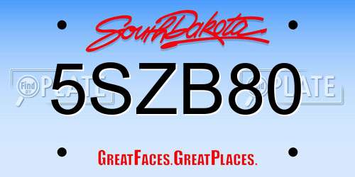 5SZB80 South Dakota License Plate