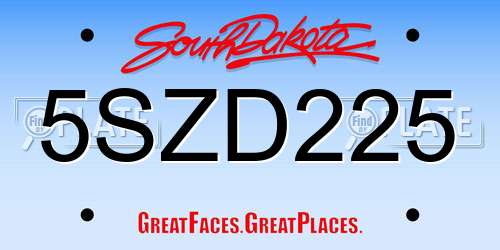 5SZD225 South Dakota License Plate