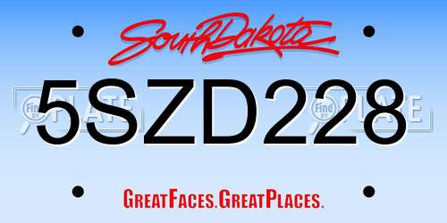 5SZD228 South Dakota License Plate