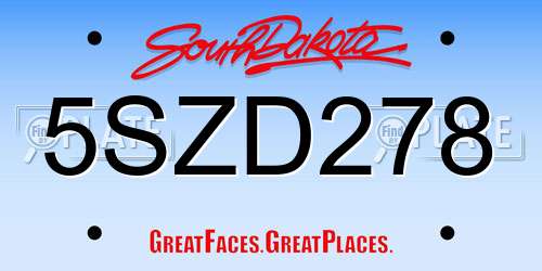 5SZD278 South Dakota License Plate