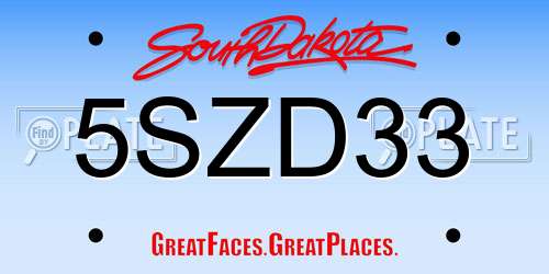 5SZD33 South Dakota License Plate