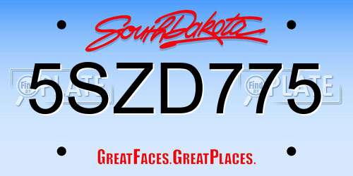 5SZD775 South Dakota License Plate