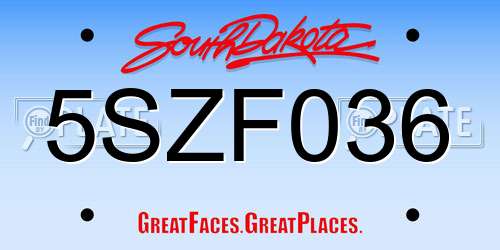 5SZF036 South Dakota License Plate