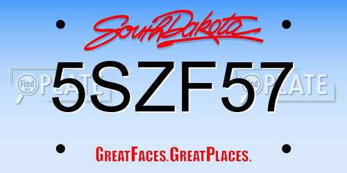 5SZF57 South Dakota License Plate