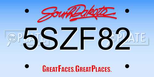 5SZF82 South Dakota License Plate