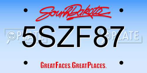 5SZF87 South Dakota License Plate