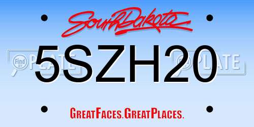 5SZH20 South Dakota License Plate