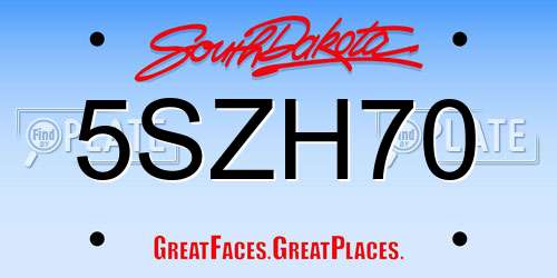 5SZH70 South Dakota License Plate