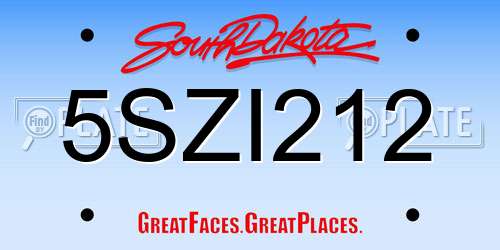 5SZI212 South Dakota License Plate