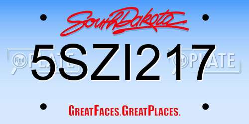 5SZI217 South Dakota License Plate