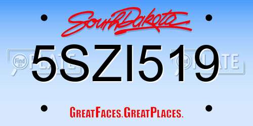 5SZI519 South Dakota License Plate