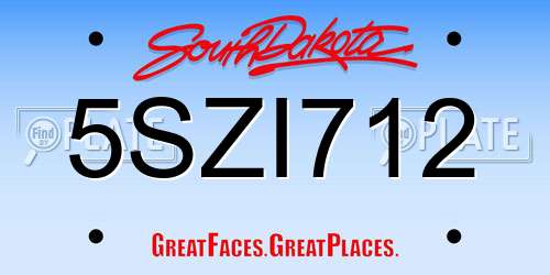 5SZI712 South Dakota License Plate