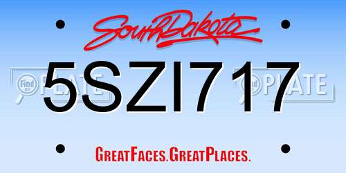 5SZI717 South Dakota License Plate