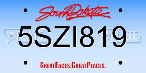 5SZI819 South Dakota License Plate