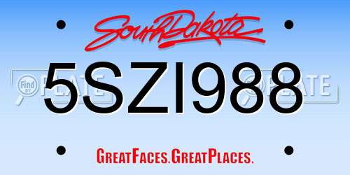 5SZI988 South Dakota License Plate