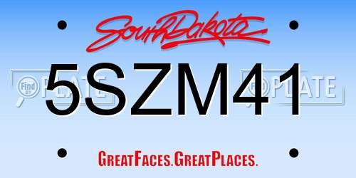 5SZM41 South Dakota License Plate