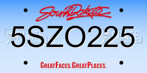 5SZO225 South Dakota License Plate