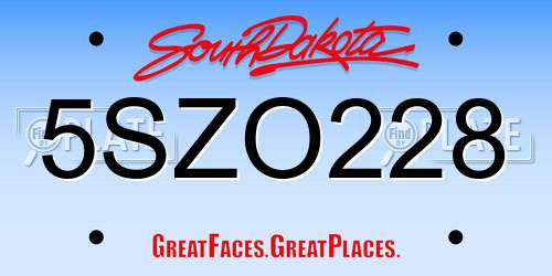 5SZO228 South Dakota License Plate
