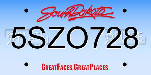 5SZO728 South Dakota License Plate