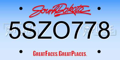 5SZO778 South Dakota License Plate