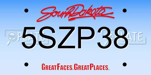 5SZP38 South Dakota License Plate