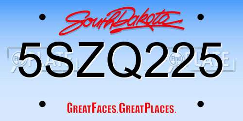 5SZQ225 South Dakota License Plate