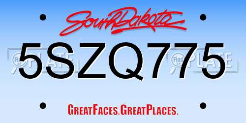 5SZQ775 South Dakota License Plate