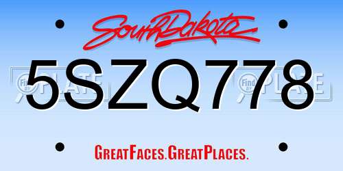 5SZQ778 South Dakota License Plate