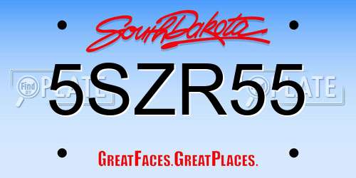 5SZR55 South Dakota License Plate