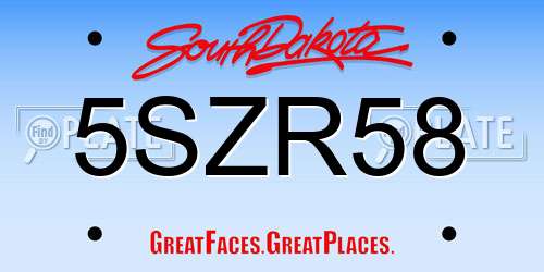 5SZR58 South Dakota License Plate