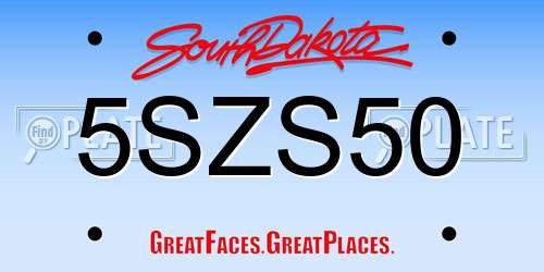 5SZS50 South Dakota License Plate