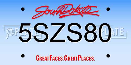 5SZS80 South Dakota License Plate