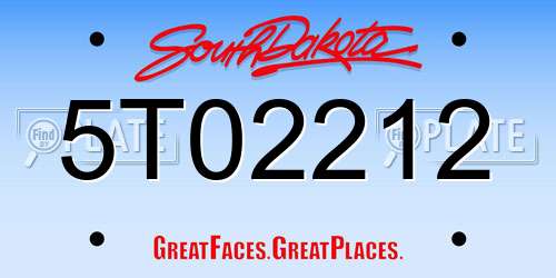 5T02212 South Dakota License Plate
