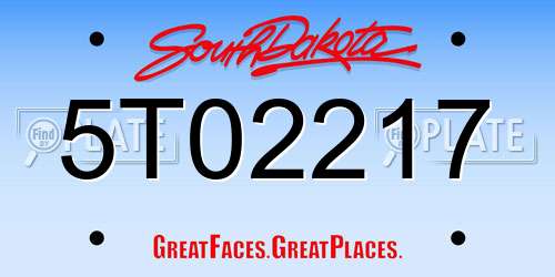 5T02217 South Dakota License Plate