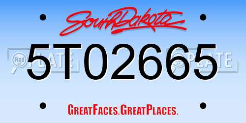 5T02665 South Dakota License Plate