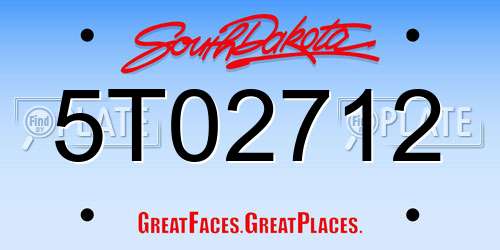 5T02712 South Dakota License Plate