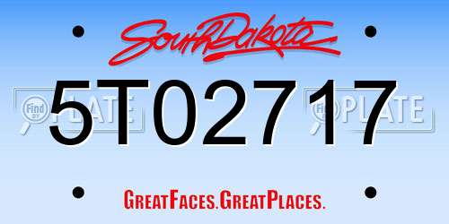 5T02717 South Dakota License Plate