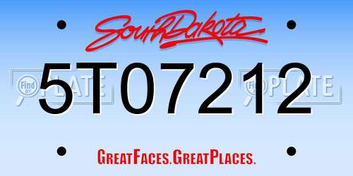 5T07212 South Dakota License Plate