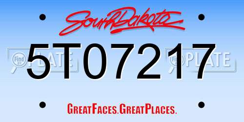 5T07217 South Dakota License Plate