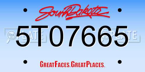 5T07665 South Dakota License Plate