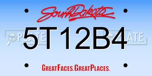 5T12B4 South Dakota License Plate