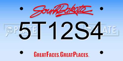 5T12S4 South Dakota License Plate