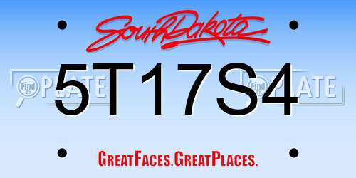 5T17S4 South Dakota License Plate