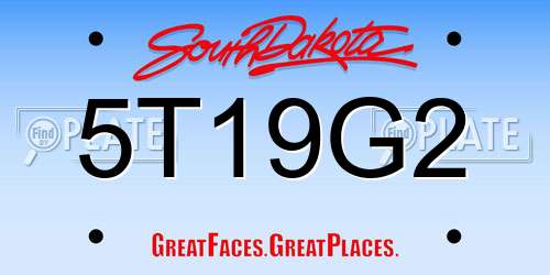 5T19G2 South Dakota License Plate