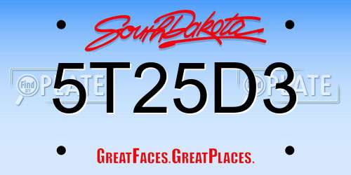 5T25D3 South Dakota License Plate