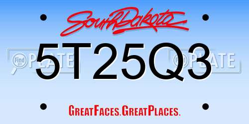 5T25Q3 South Dakota License Plate