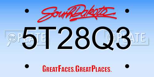 5T28Q3 South Dakota License Plate