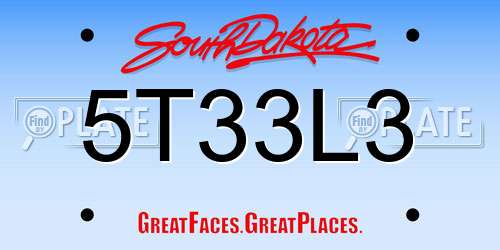 5T33L3 South Dakota License Plate