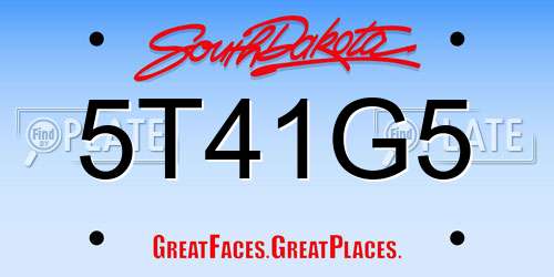 5T41G5 South Dakota License Plate