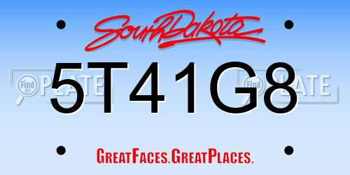 5T41G8 South Dakota License Plate